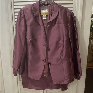SalonZ Women's Plum Satin Single-Breasted Blazer